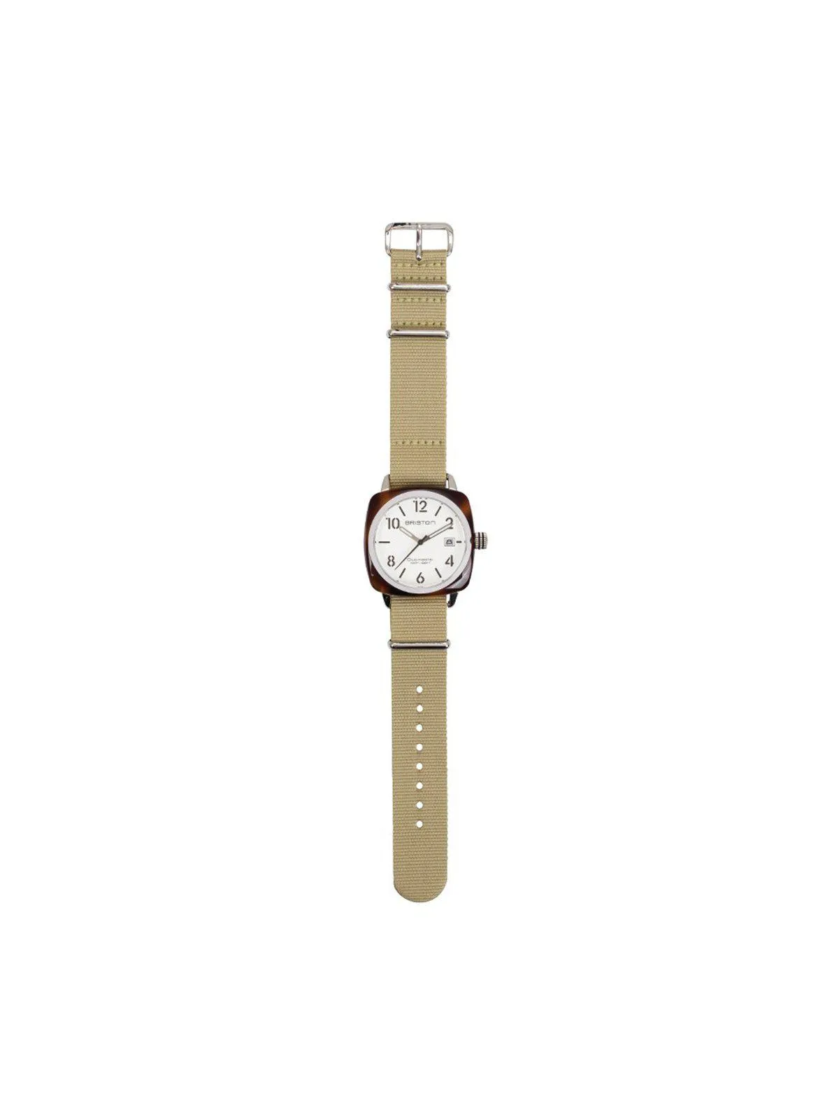 Briston Nato Strap Khaki Polished Steel 20mm