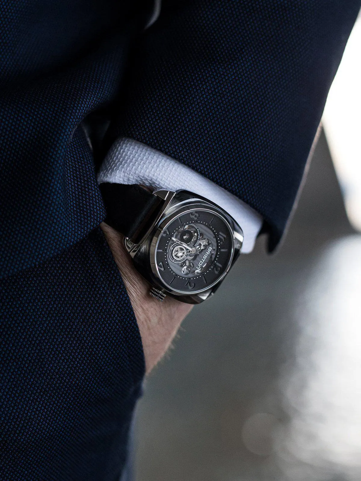 Briston Streamliner Skeleton Automatic Acetate HMS Black / Black 42mm