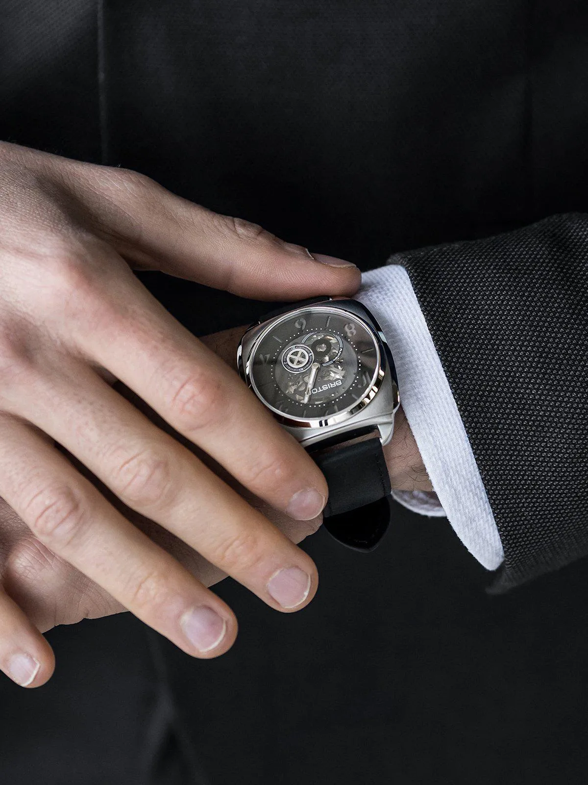 Briston Streamliner Skeleton Automatic Steel HMS White 42mm