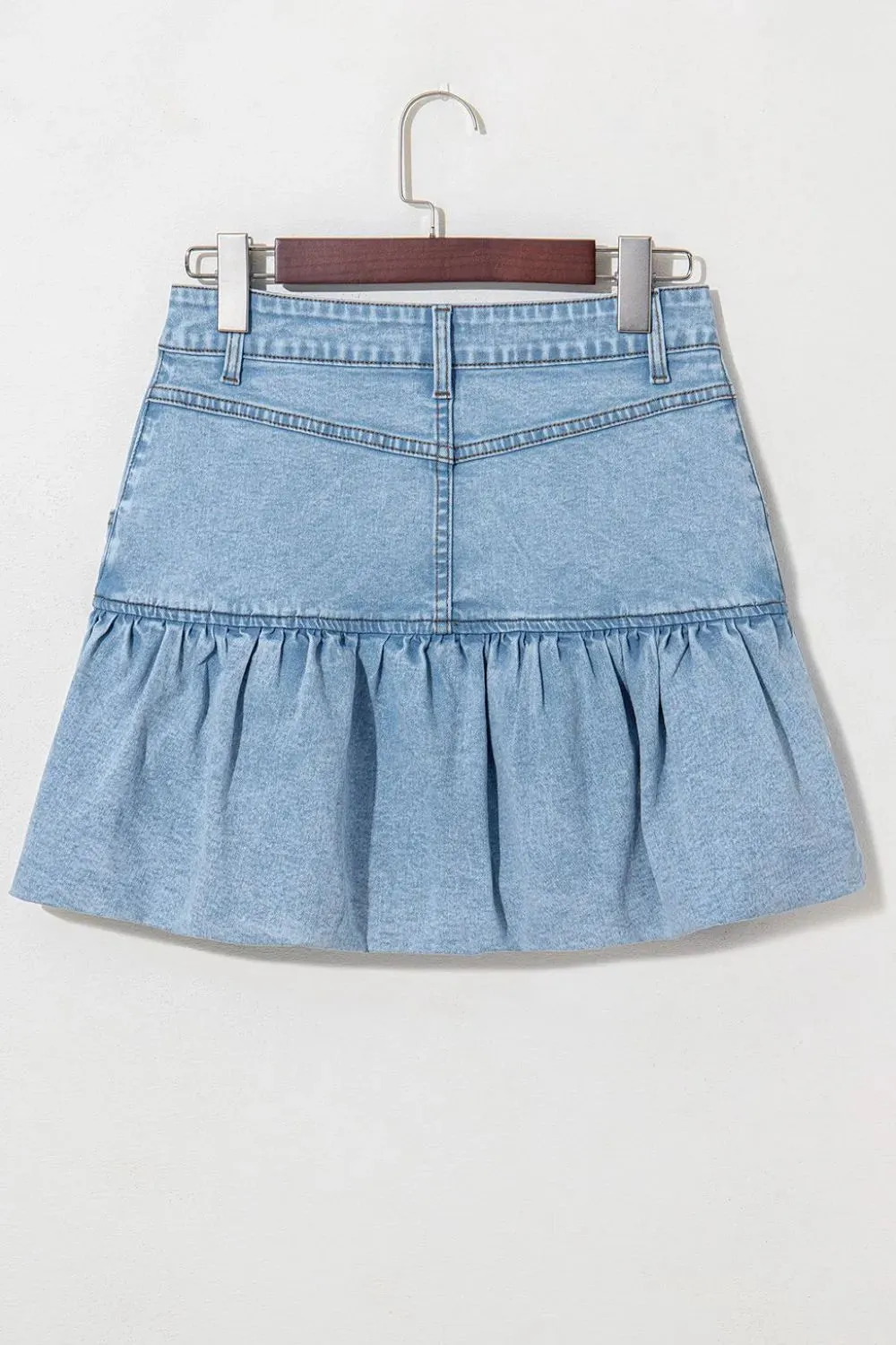 Bubble Hem Denim Mini Skirt