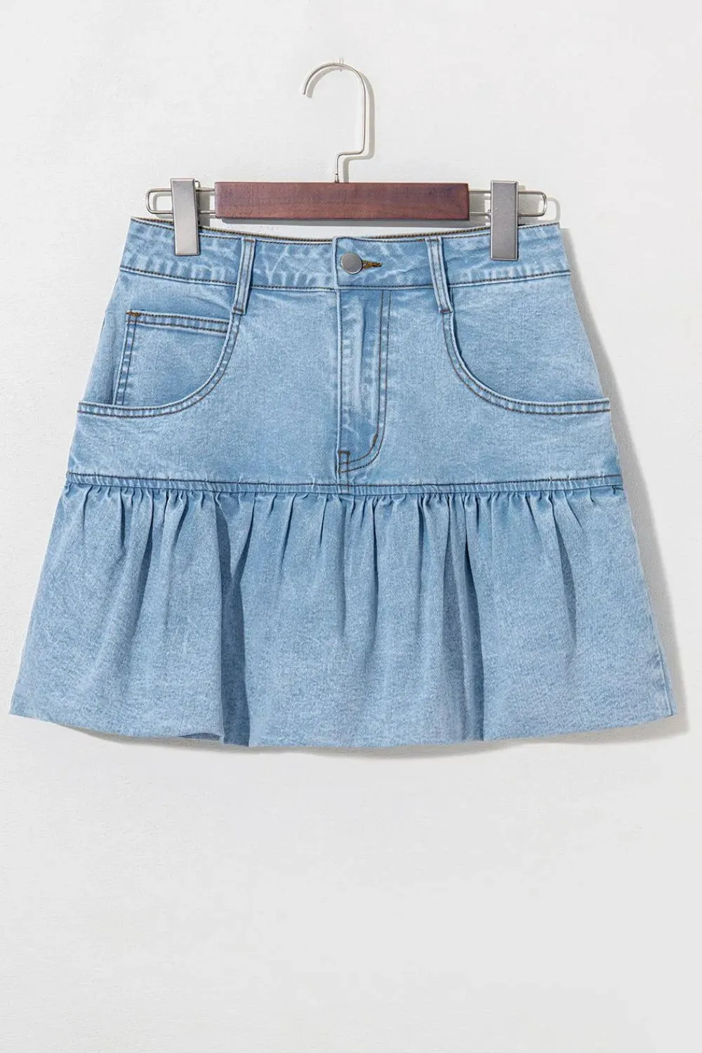 Bubble Hem Denim Mini Skirt