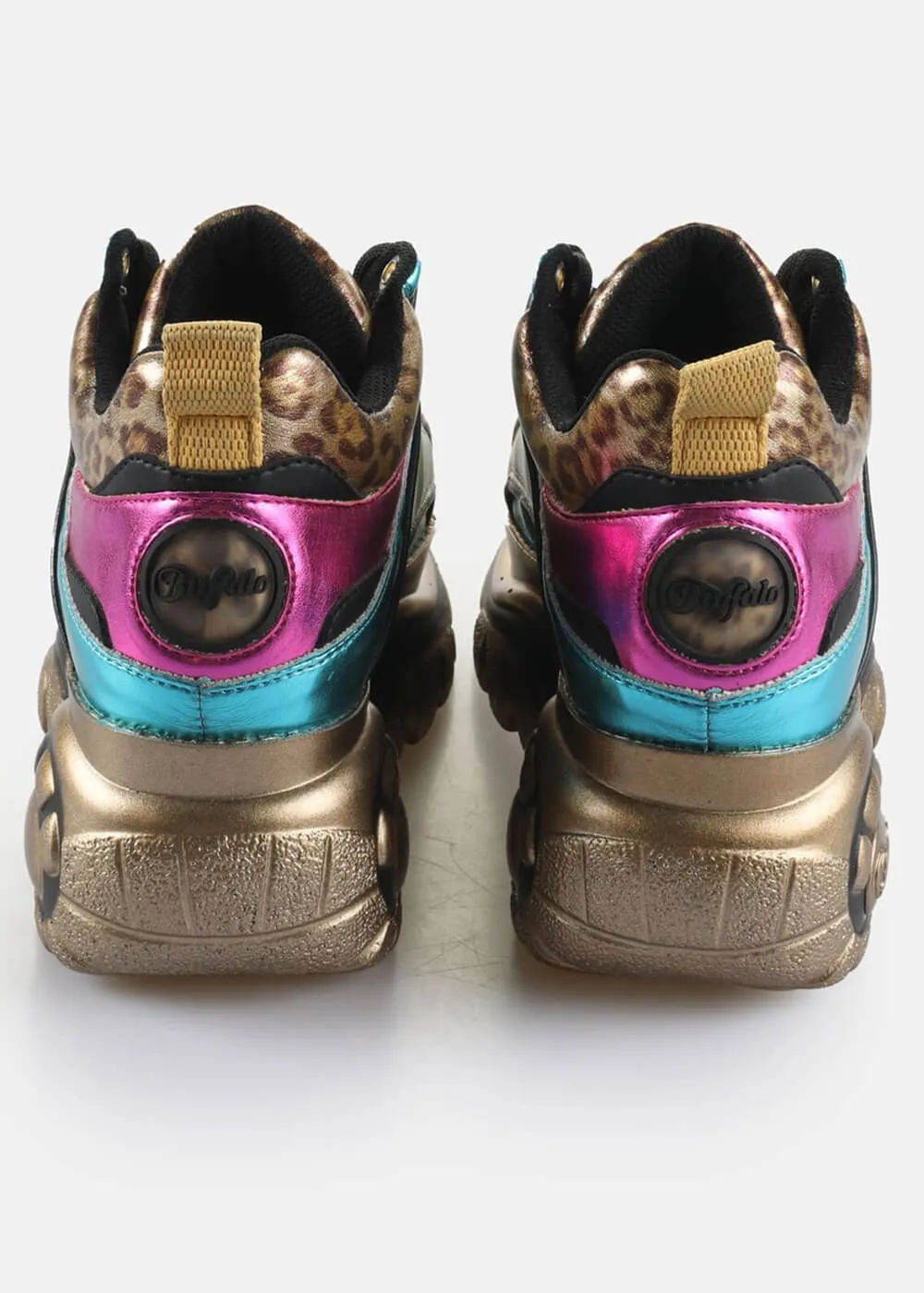 Buffalo London 1339-14 Rev Vegan Platform Sneakers in Pink Aqua Orange Leo
