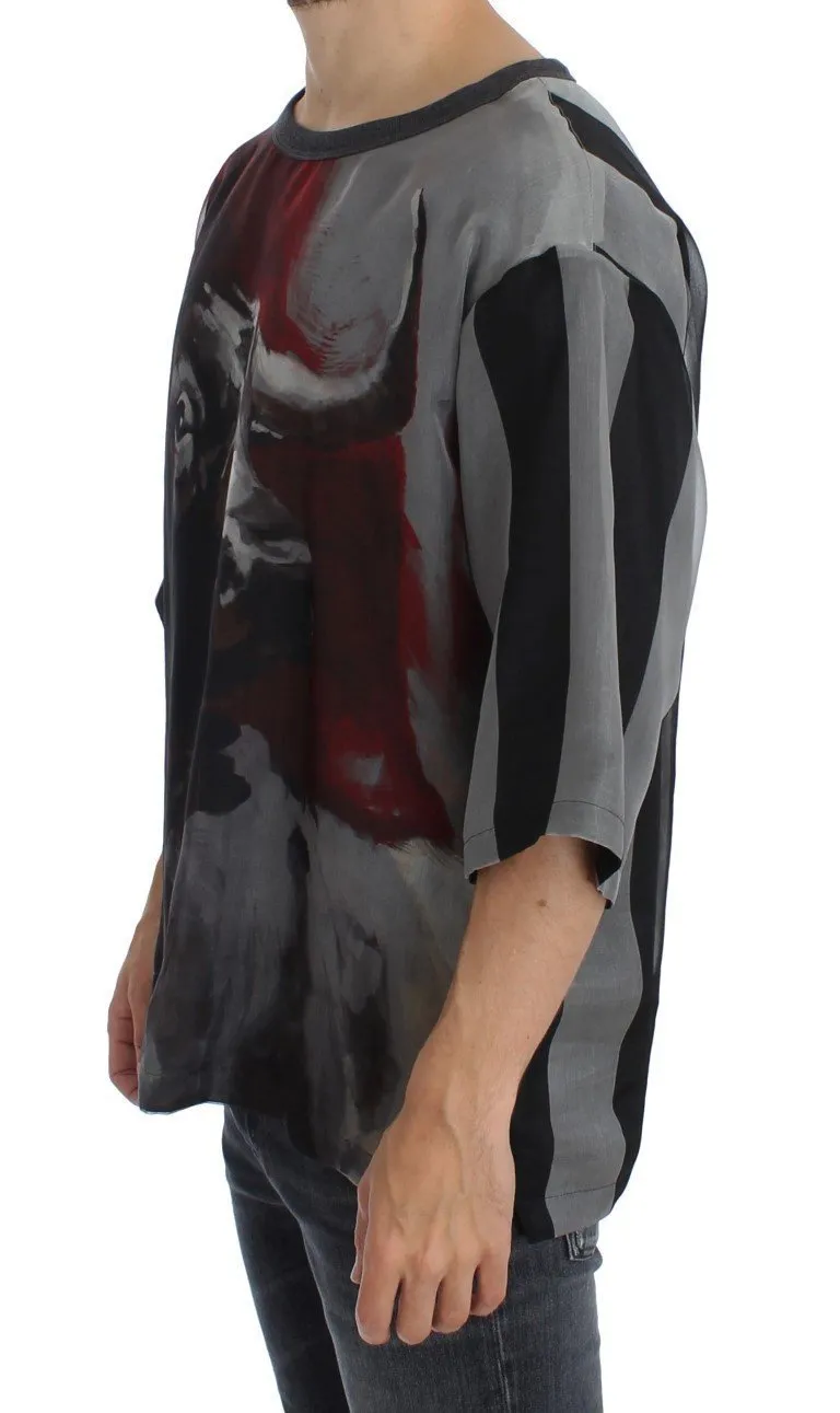 Bull Torero Gray Silk Crewneck T-shirt