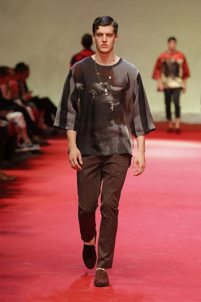 Bull Torero Gray Silk Crewneck T-shirt