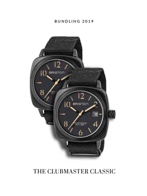 BUNDLING Briston Clubmaster Classic Acetate HMS Black Matt PVD 40mm