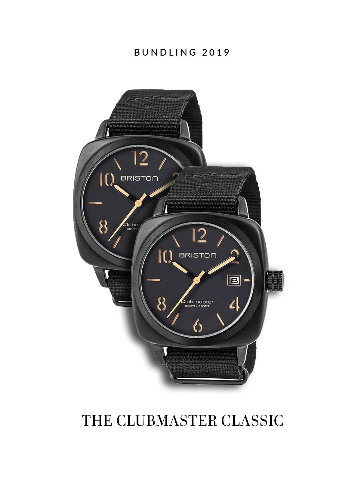 BUNDLING Briston Clubmaster Classic Acetate HMS Black Matt PVD 40mm