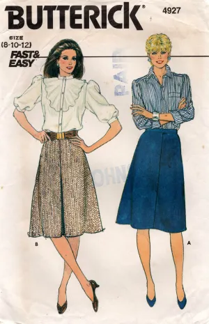 Butterick 4927 Womens A Line Skirts 1980s Vintage Sewing Pattern Size 8 - 12 UNCUT Factory Folded