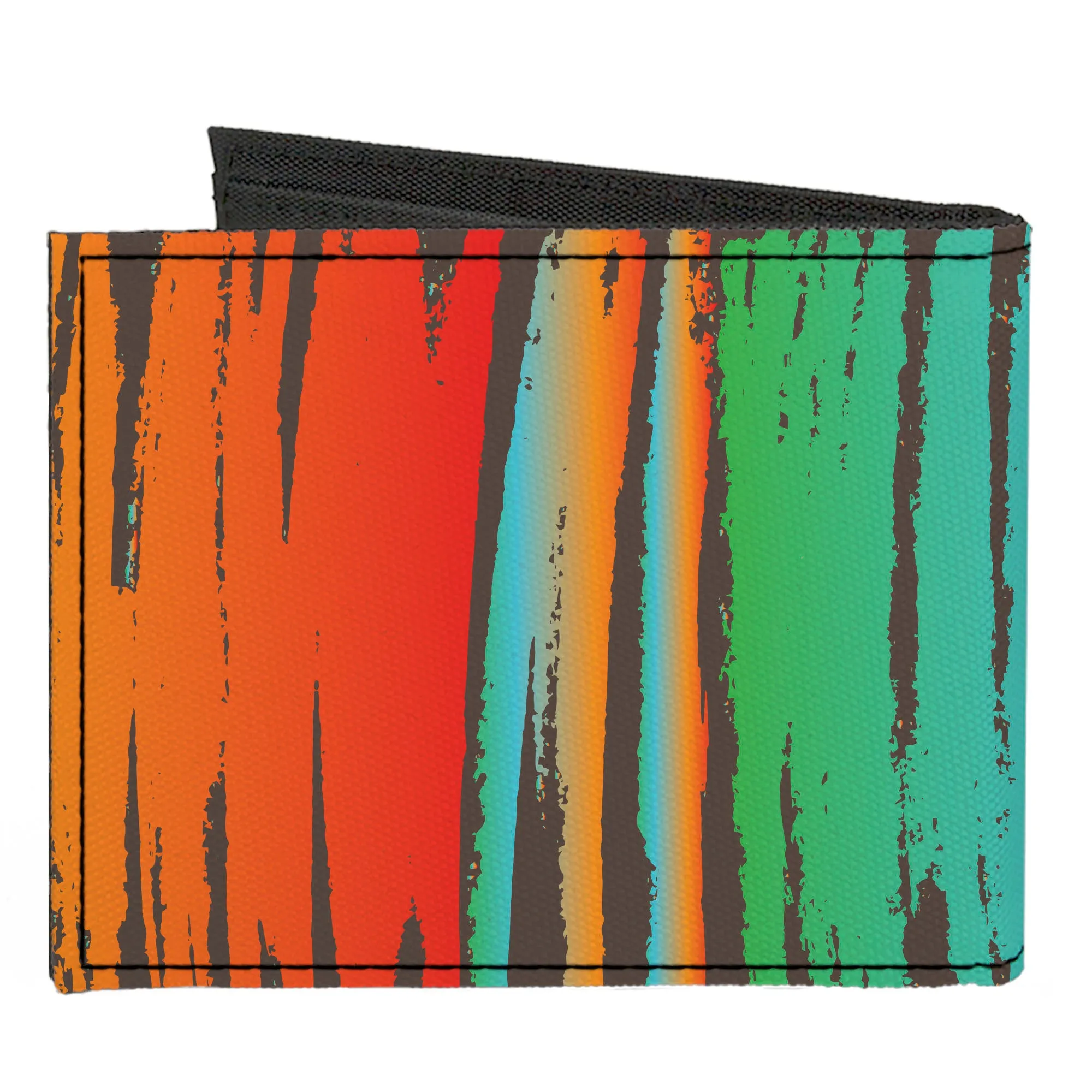 Canvas Bi-Fold Wallet - Scribble Zarape Fade Brown/Multi Color
