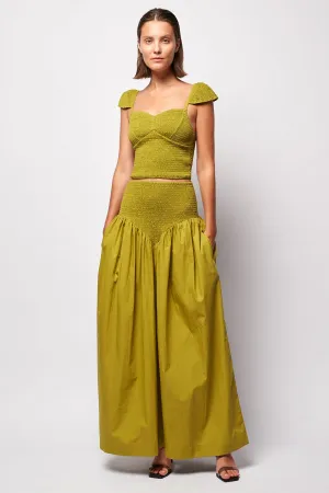 Cap Sleeve Crop | Shirred V Maxi Skirt