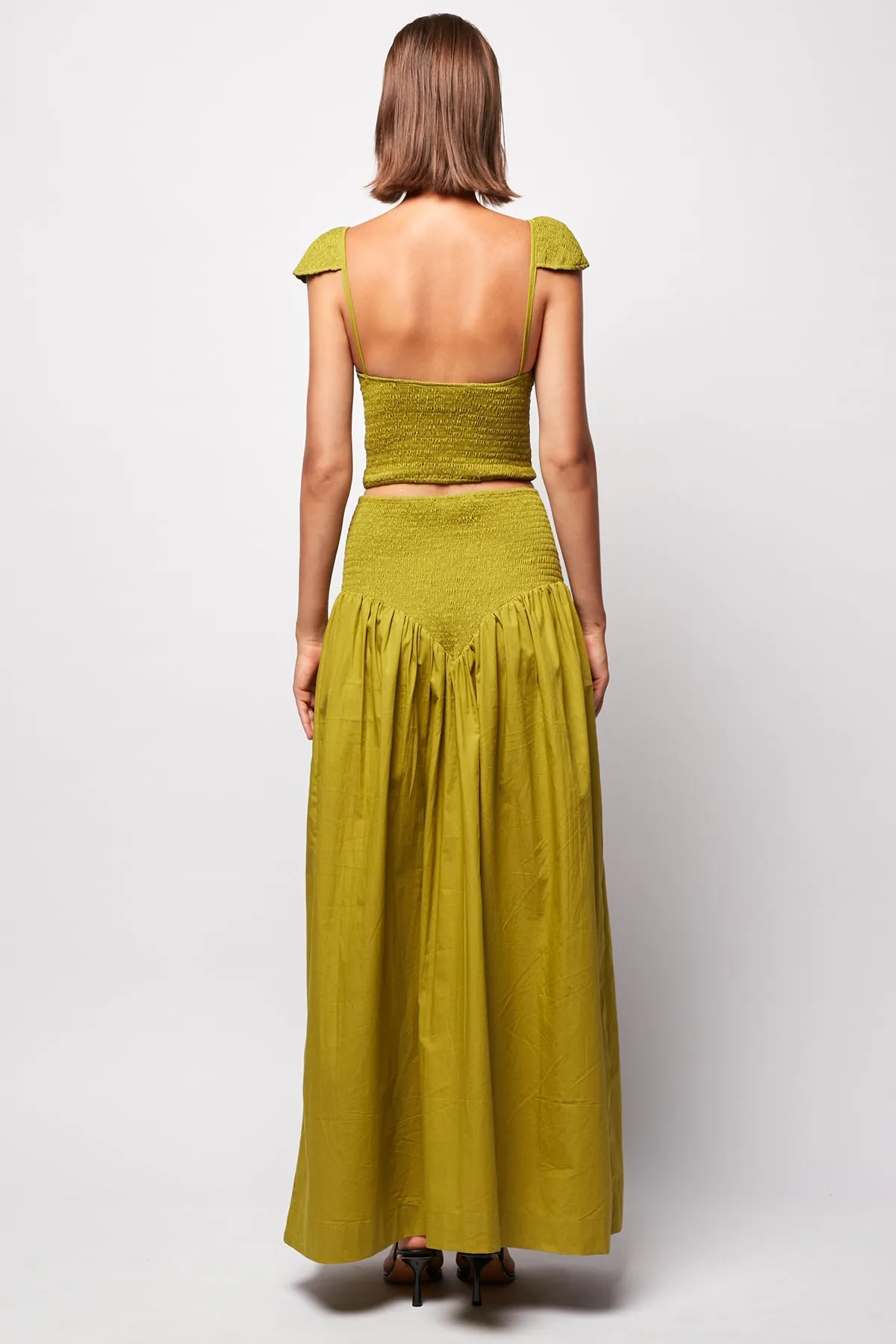 Cap Sleeve Crop | Shirred V Maxi Skirt
