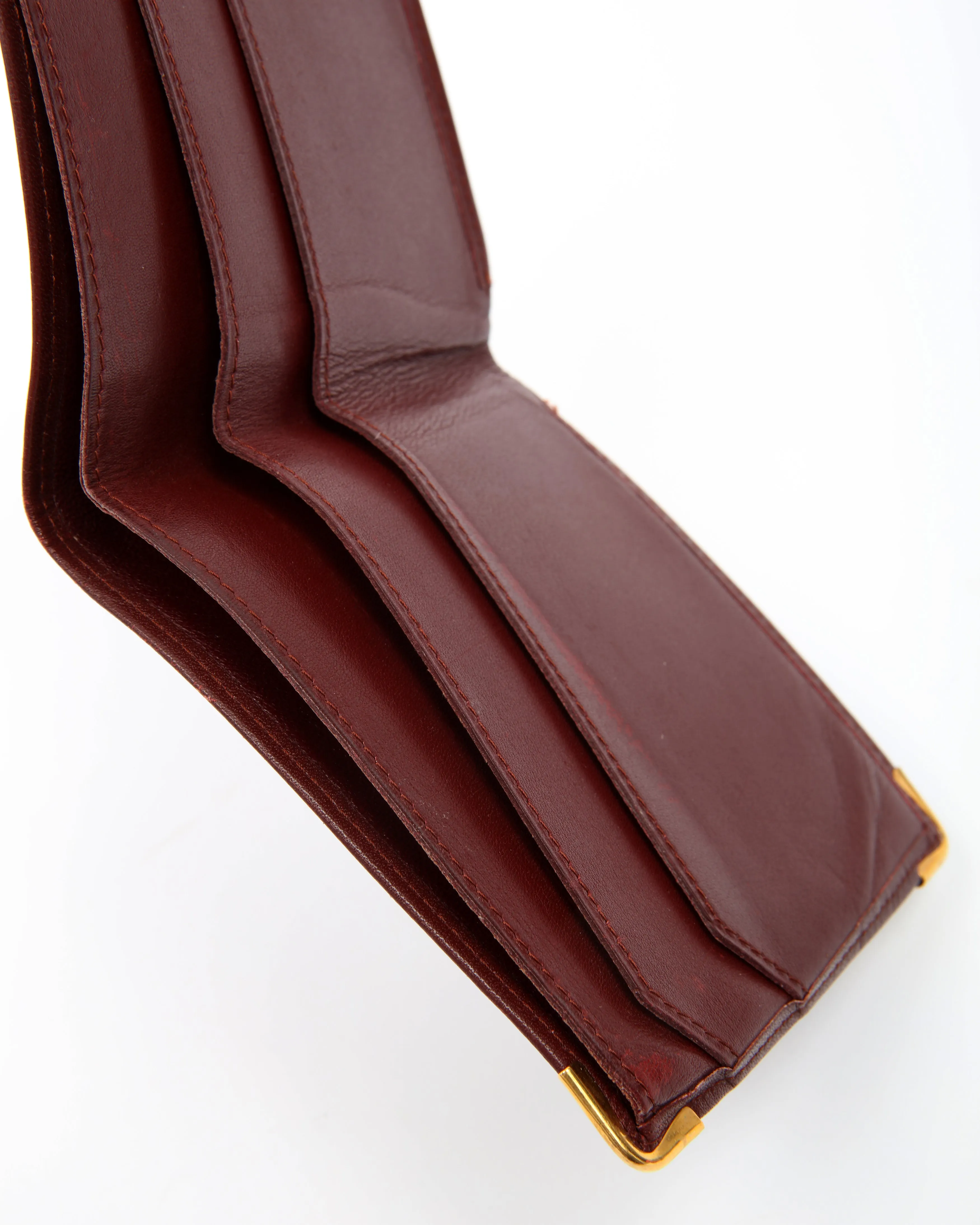 Cartier Burgundy Leather Logo Bi Fold Wallet