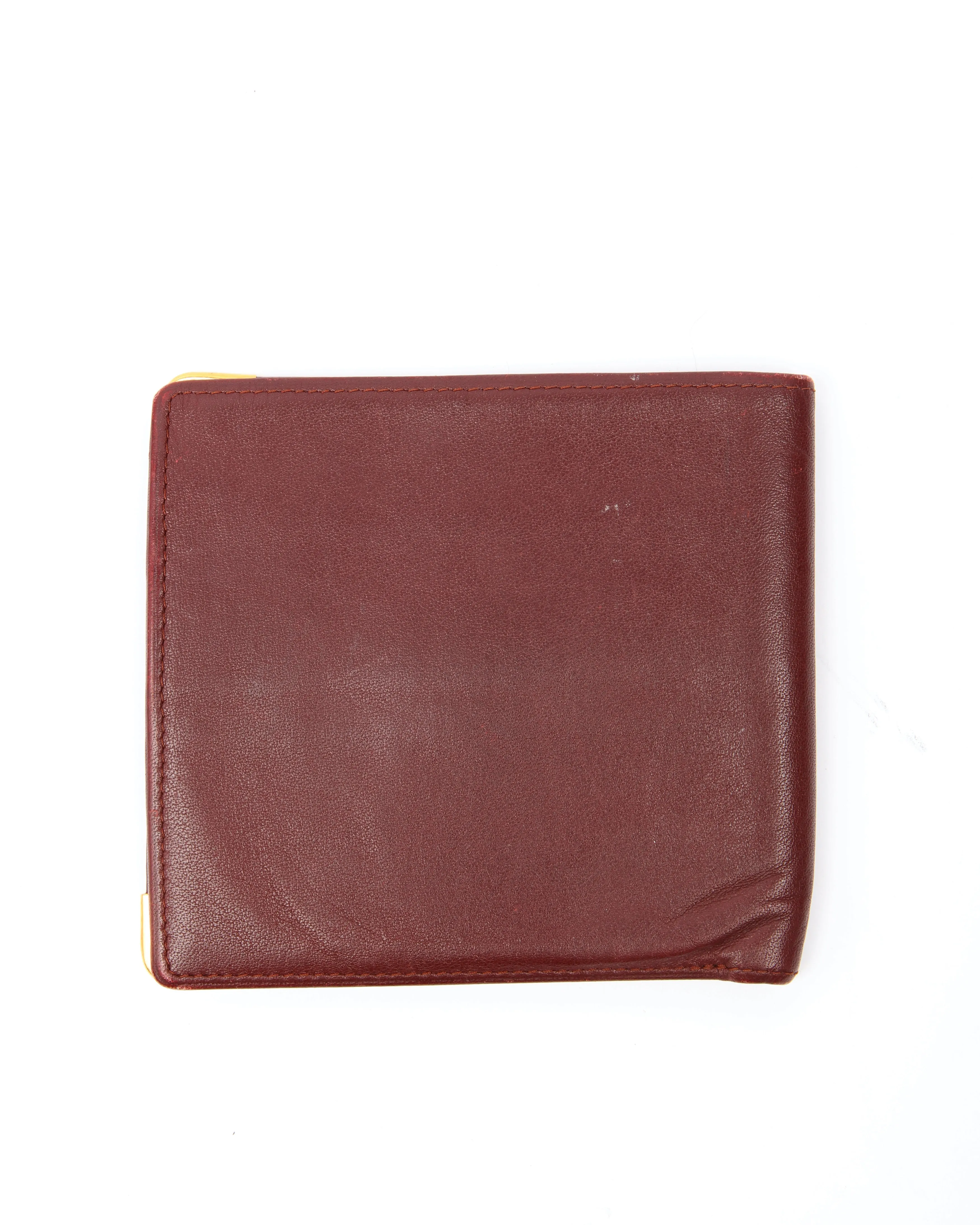 Cartier Burgundy Leather Logo Bi Fold Wallet