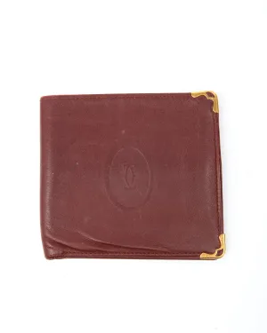 Cartier Burgundy Leather Logo Bi Fold Wallet