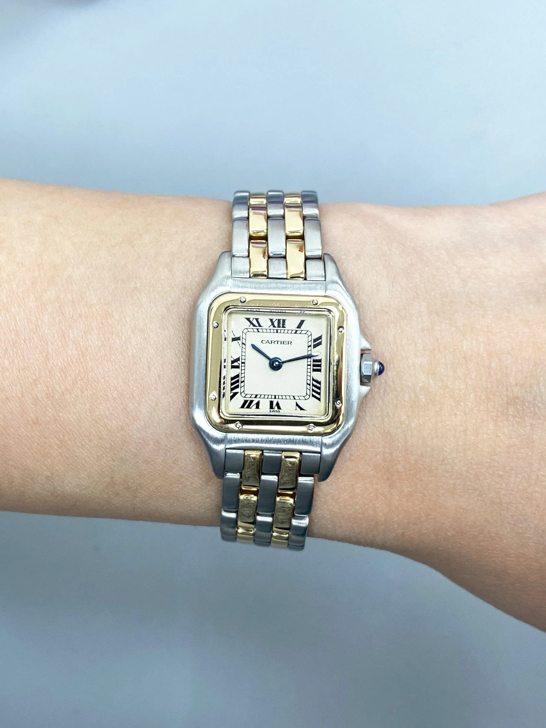 Cartier Panthere 18K Yellow Gold & Steel Two Rows Ladies Watch