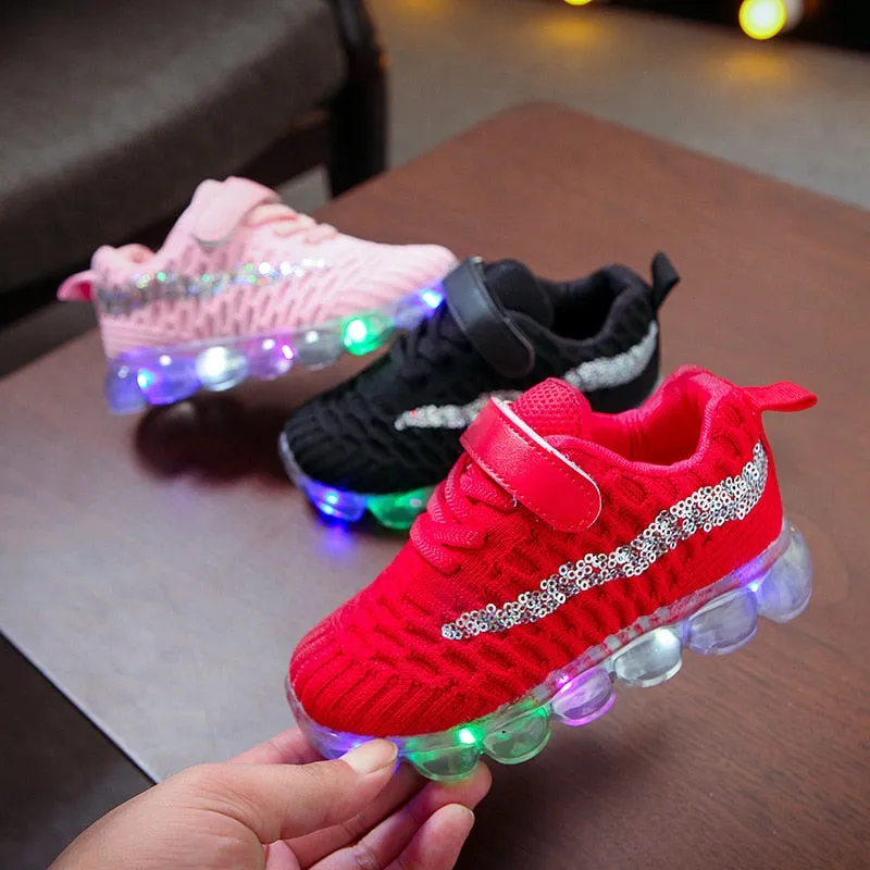 Children Breathable Non-slip Sneakers Luminous Sneakers
