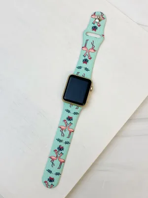 Christmas Flamingo Printed Silicone Smart Watch Band
