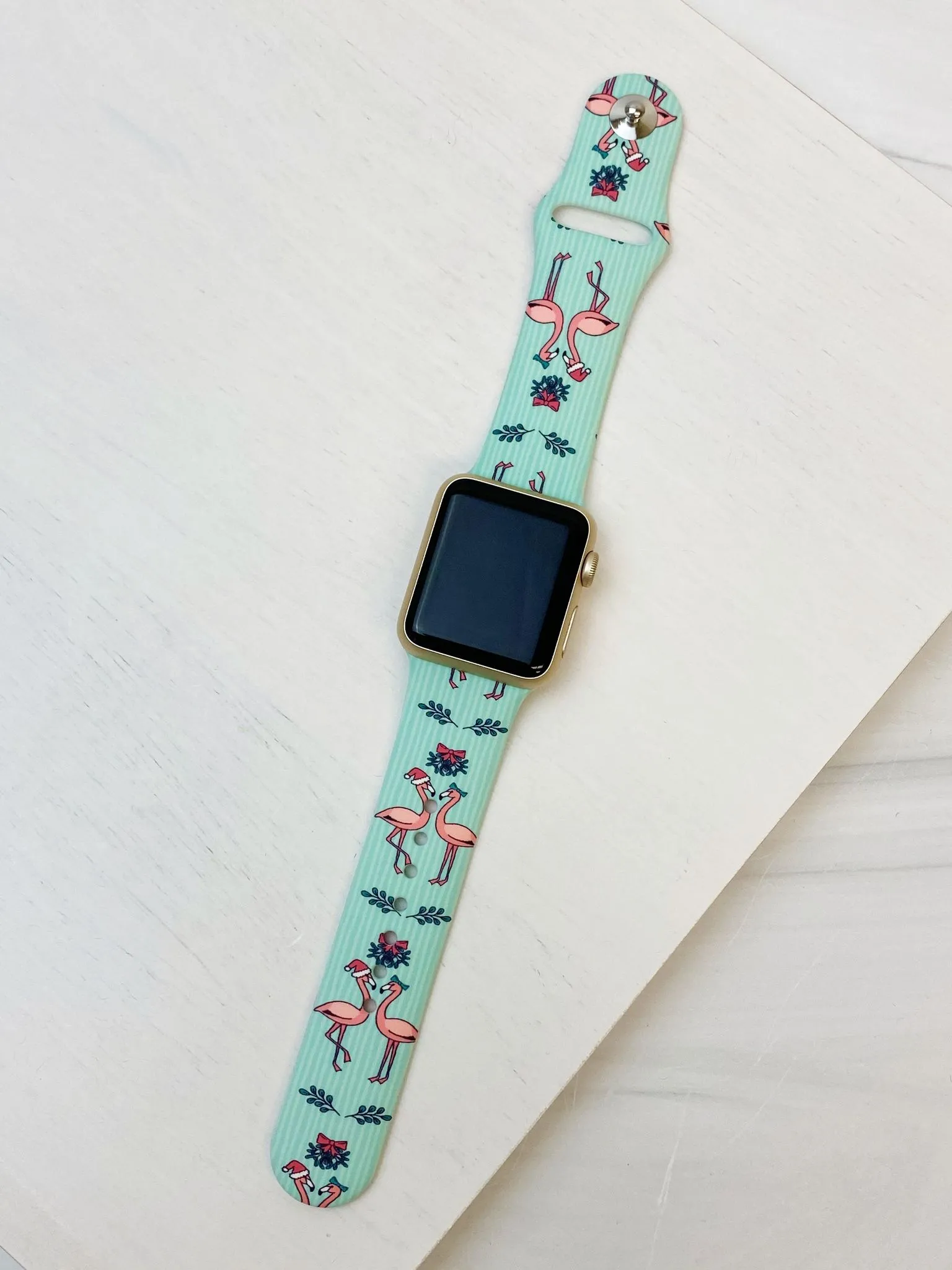 Christmas Flamingo Printed Silicone Smart Watch Band
