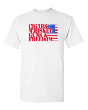 Cigars Whiskey Guns and Freedom T-shirt - American T-shirt 2nd A tees