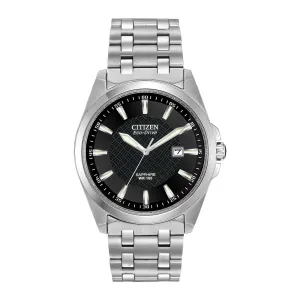 Citizen Corso Mens Eco Drive Stainless Steel Black Dial Watch