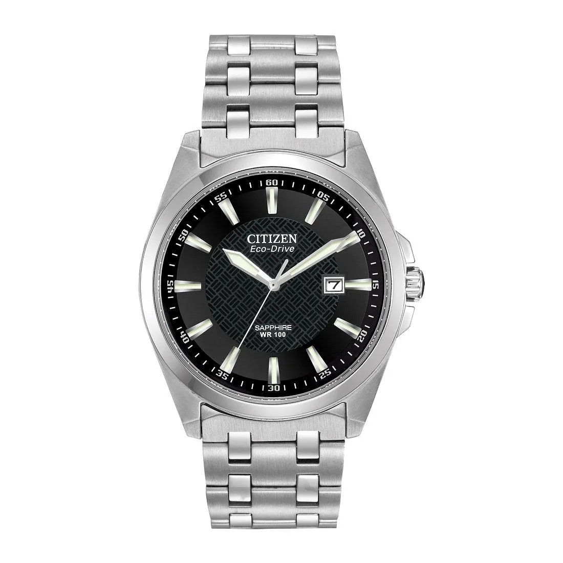 Citizen Corso Mens Eco Drive Stainless Steel Black Dial Watch