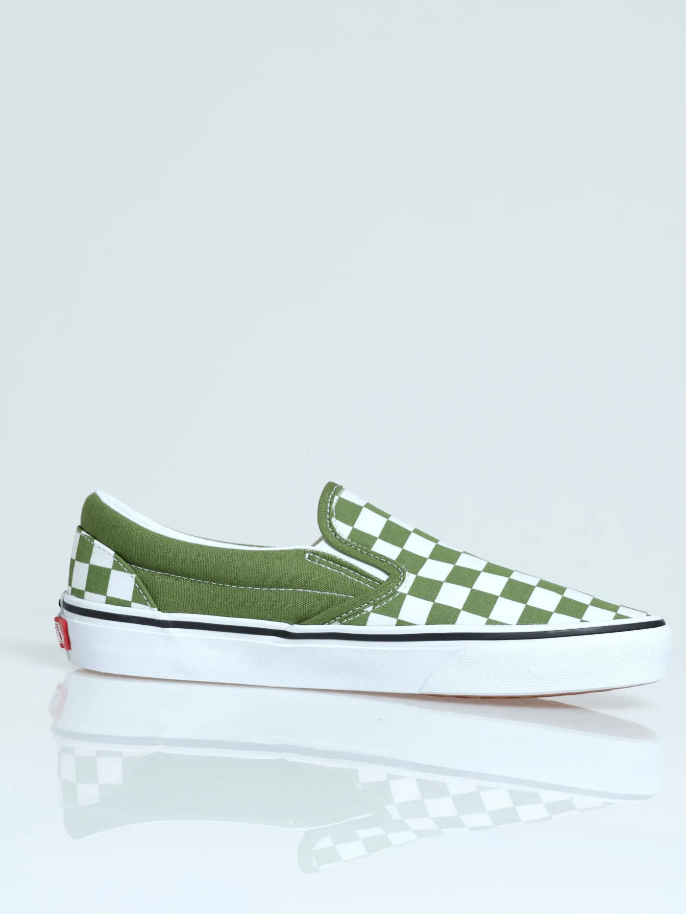 Classic Slip On Cheque Sneaker - White/Green