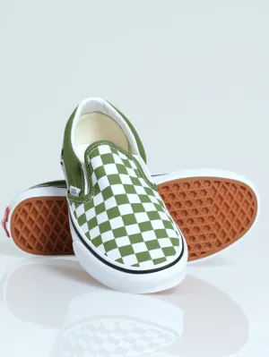Classic Slip On Cheque Sneaker - White/Green