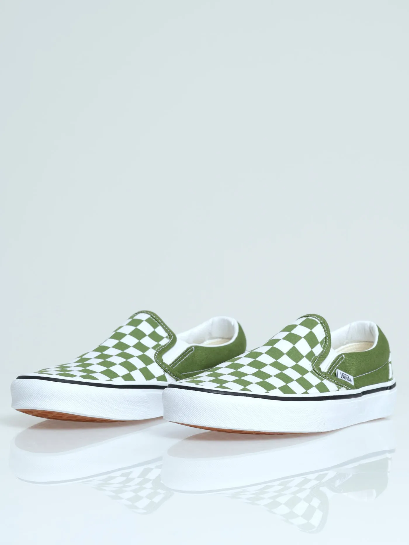 Classic Slip On Cheque Sneaker - White/Green