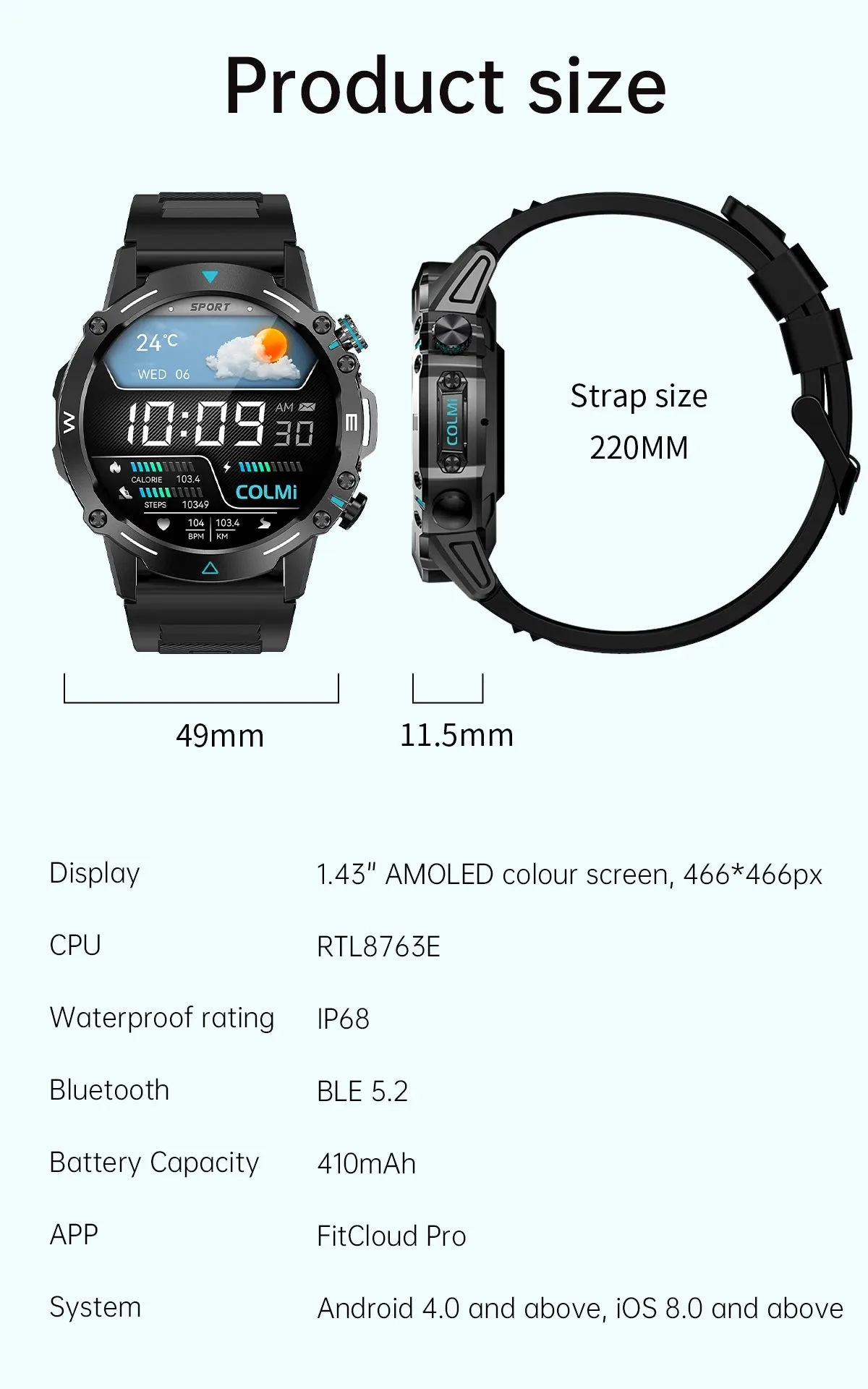 COLMI M42 1.43" AMOLED Military Style Smart Watch