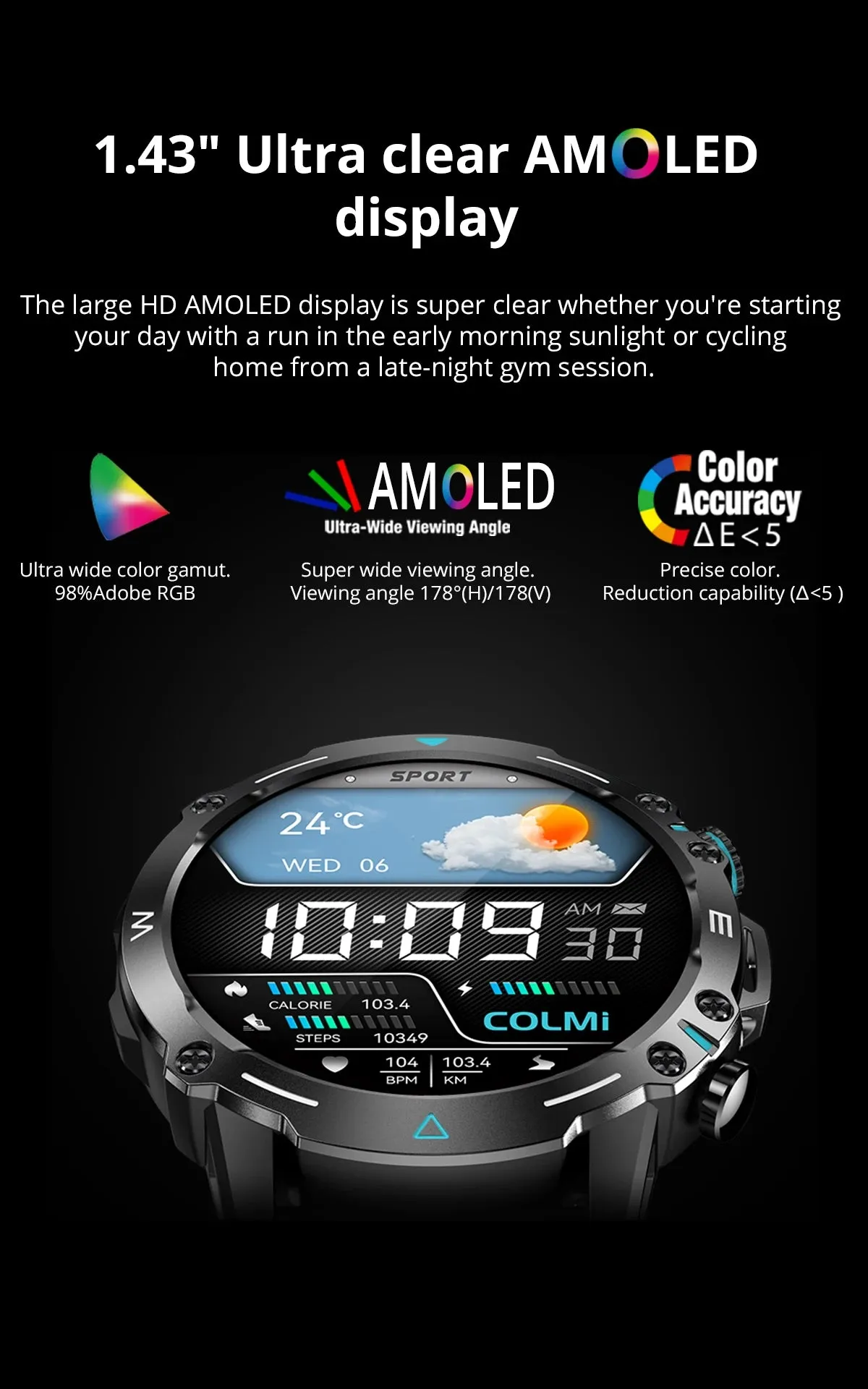 COLMI M42 1.43" AMOLED Military Style Smart Watch