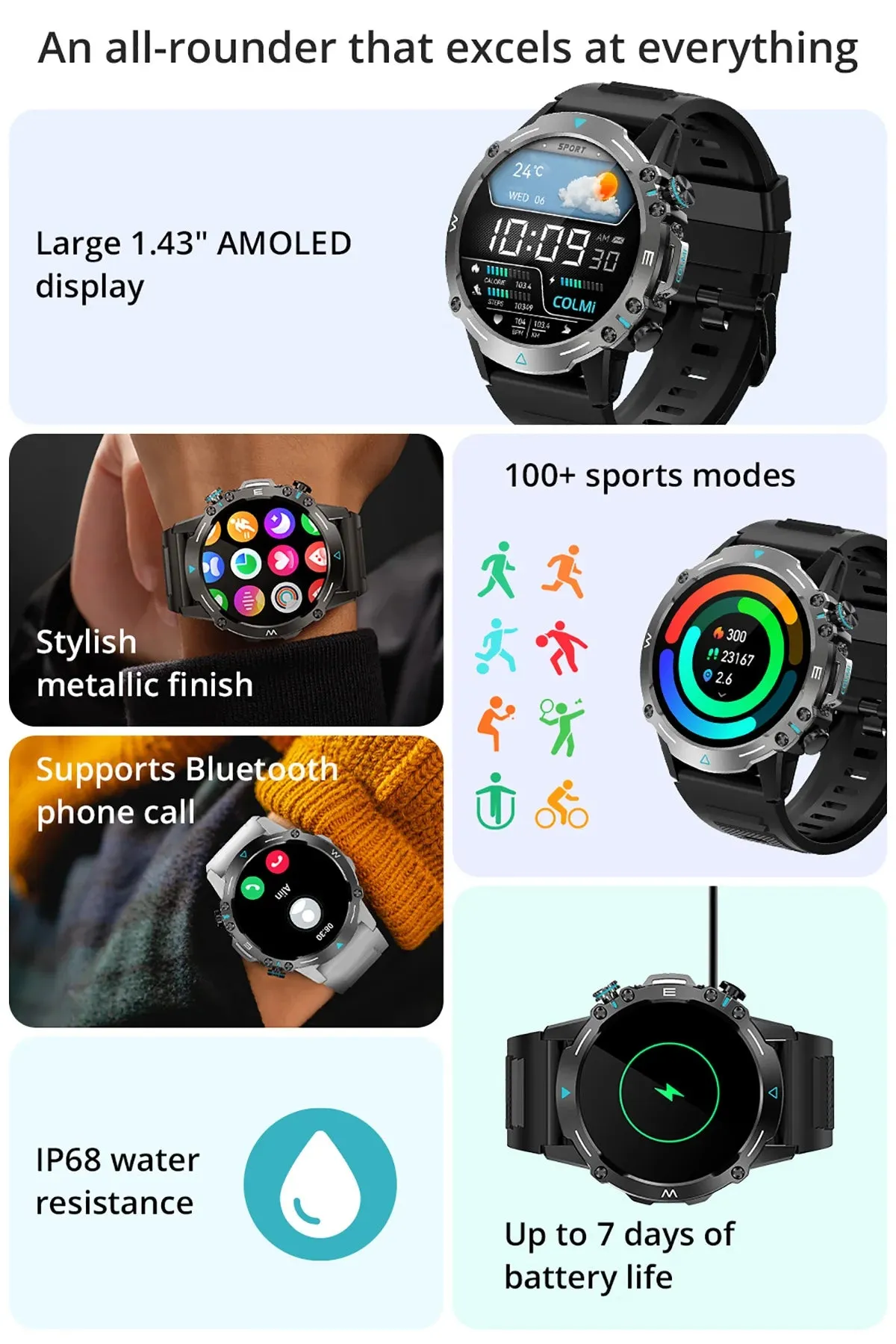 COLMI M42 1.43" AMOLED Military Style Smart Watch