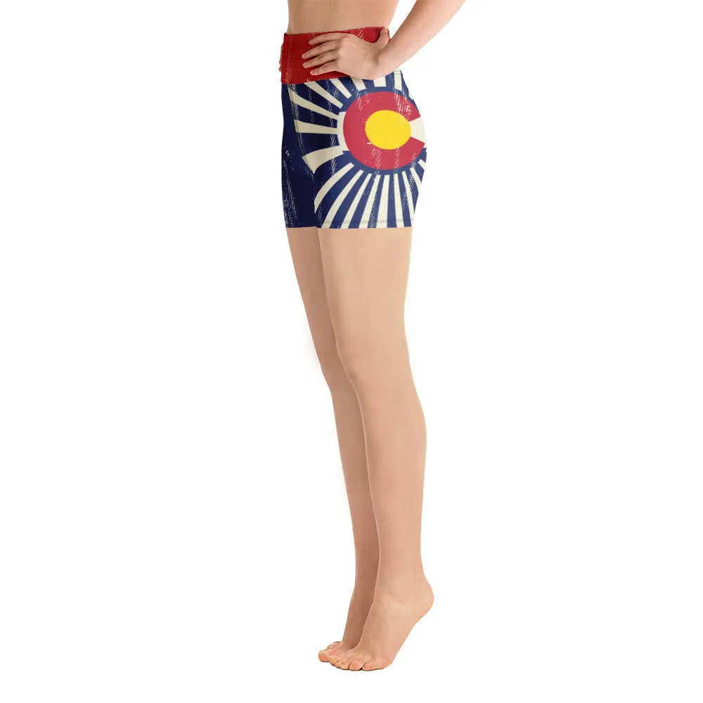 Colorado Flag Grunge - Yoga Shorts
