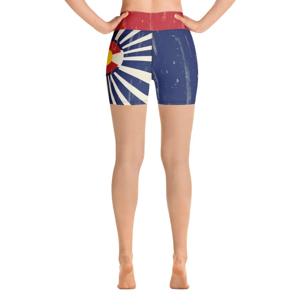 Colorado Flag Grunge - Yoga Shorts