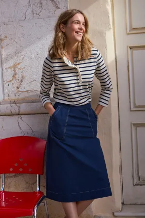 Connie Contrast Stitch Skirt - Midnight