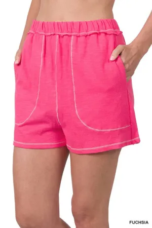 CONTRAST STITCH SHORTS WITH POCKETS