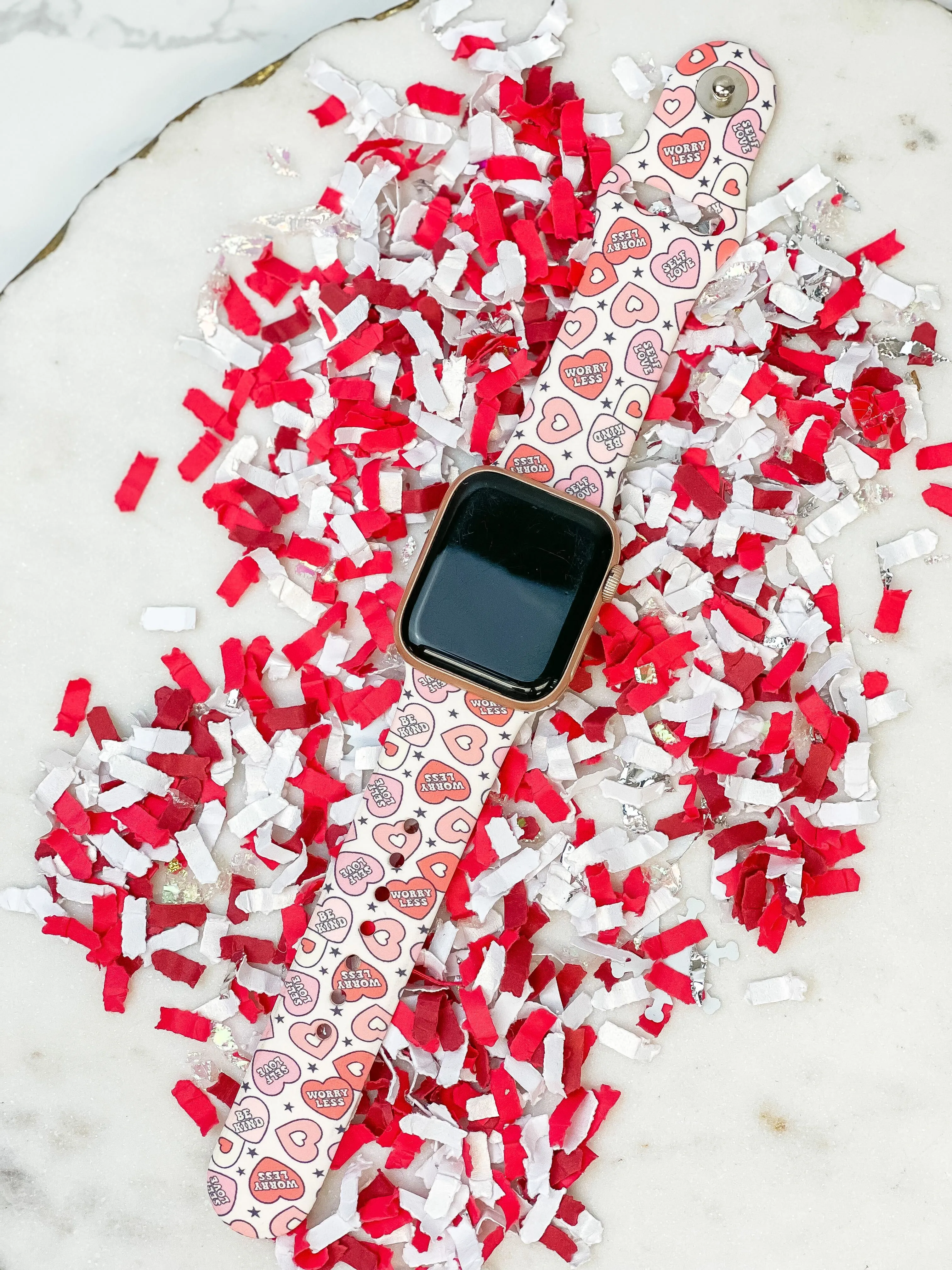 Conversation Hearts Printed Silicone Smart Watch Band
