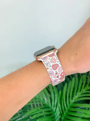 Conversation Hearts Printed Silicone Smart Watch Band