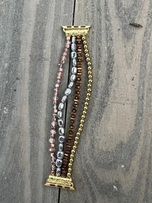 Copper and Gold Nugget Beaded Stretch Smart Watch Band