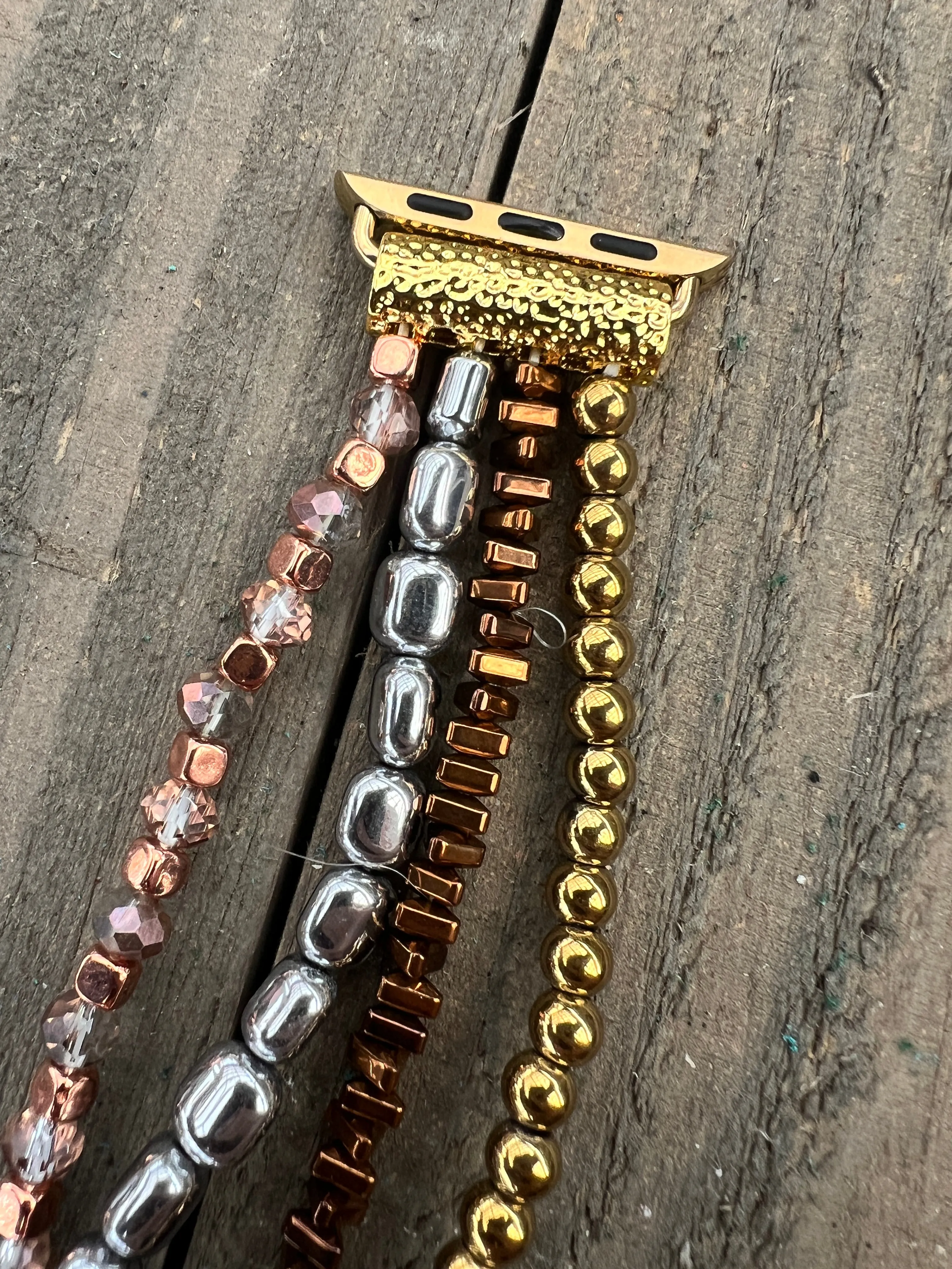Copper and Gold Nugget Beaded Stretch Smart Watch Band