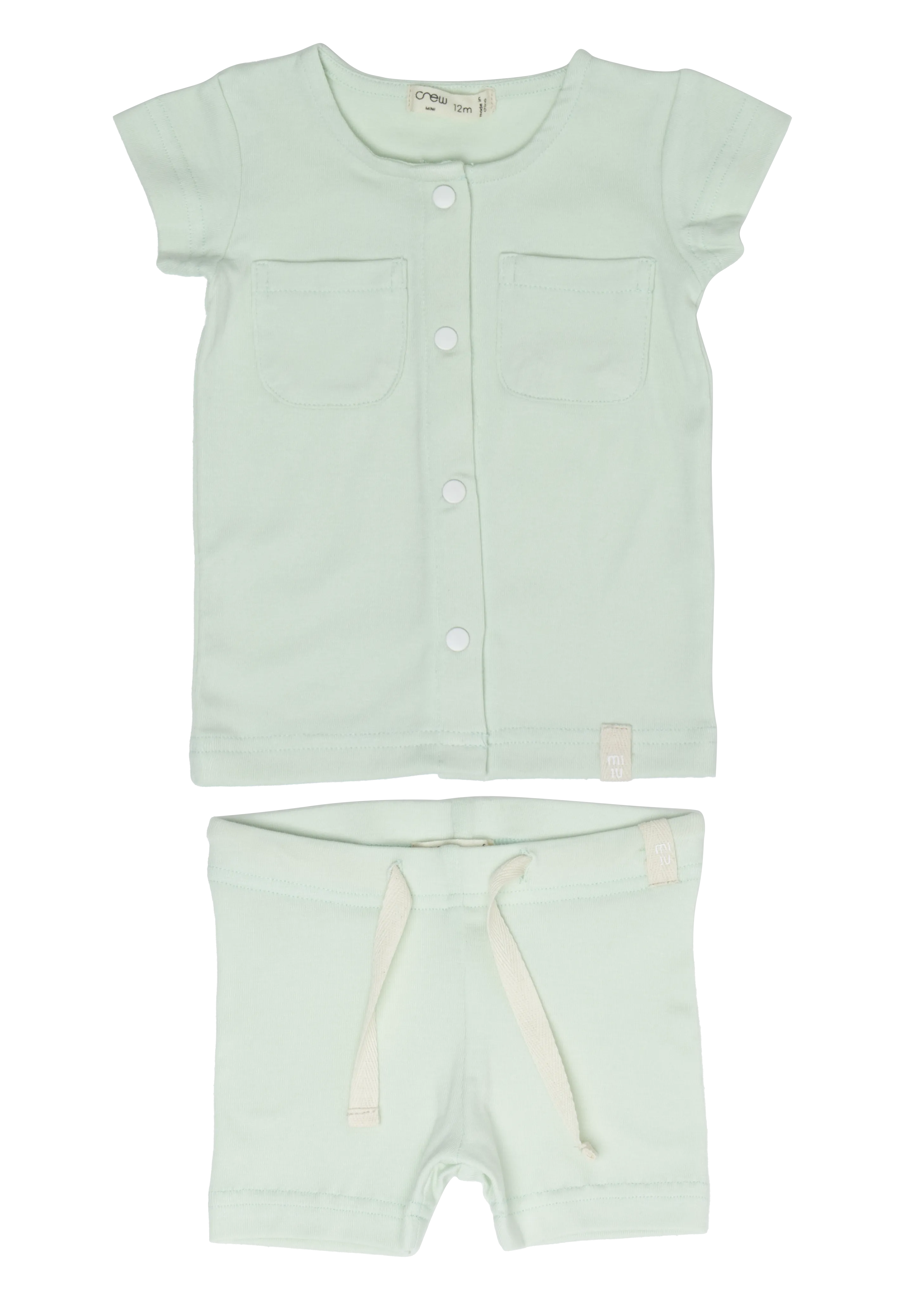 Crew Kids Cotton Shorts Set in Celery