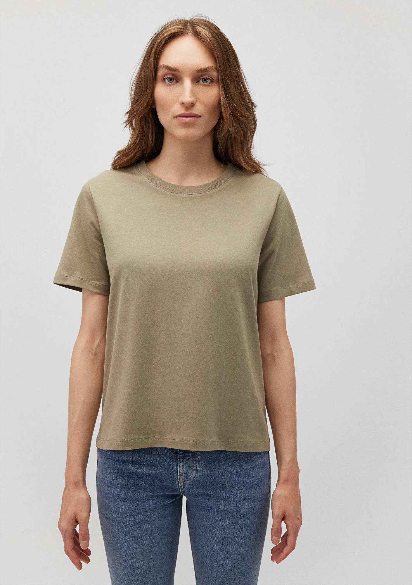 Crew Neck Brown Basic T-Shirt