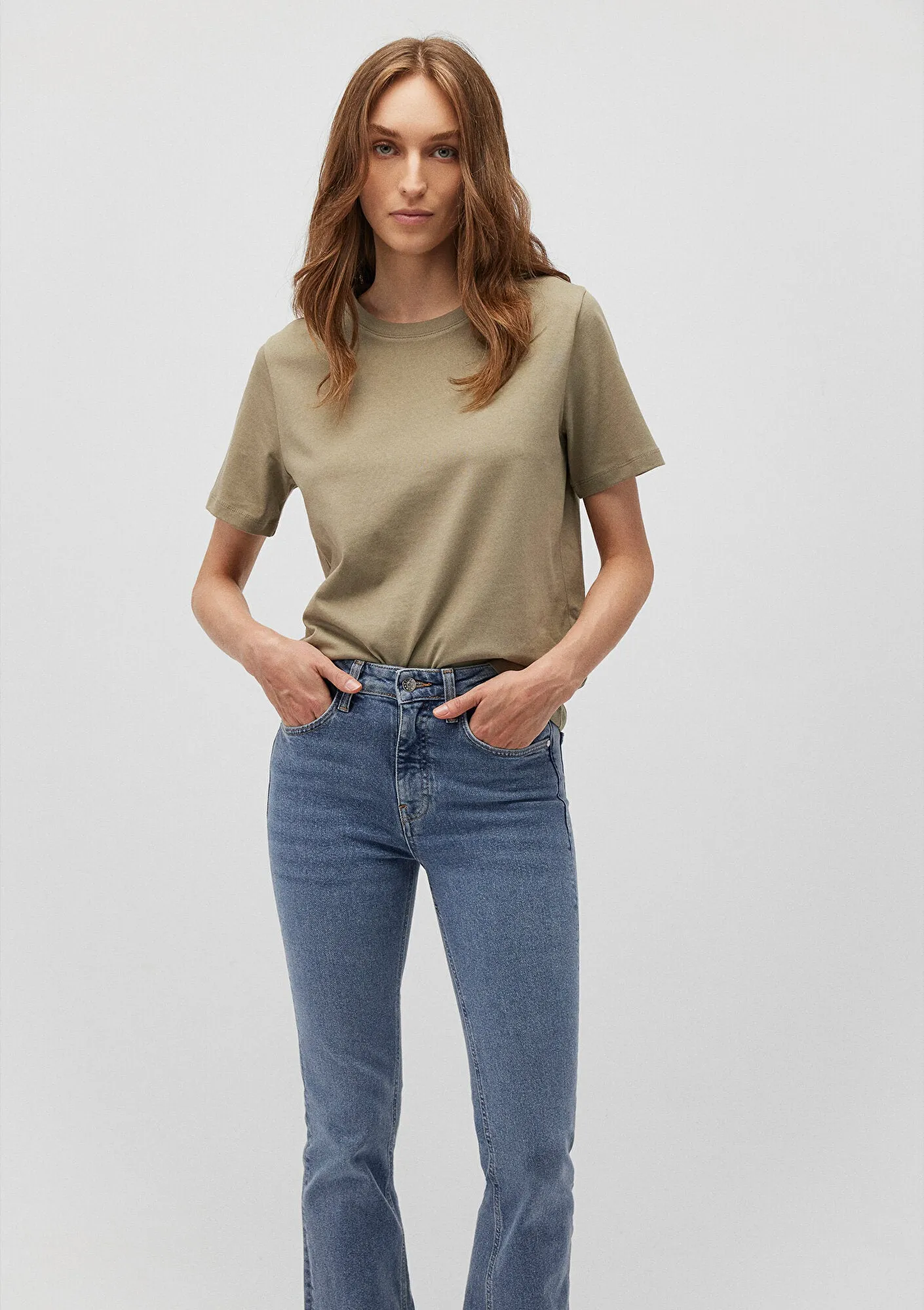 Crew Neck Brown Basic T-Shirt