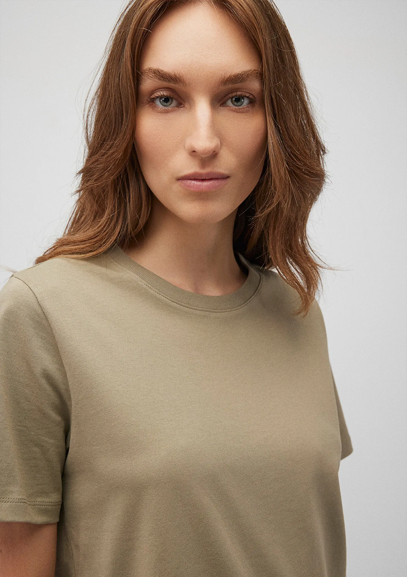 Crew Neck Brown Basic T-Shirt