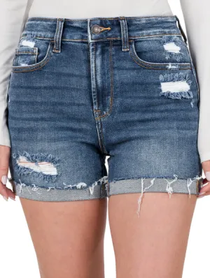 Cuffed Distressed Shorts
