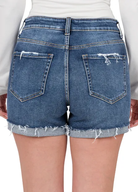 Cuffed Distressed Shorts