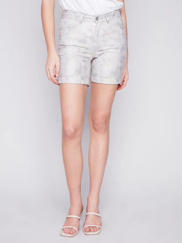 Cuffed Hem Twill Shorts, Camo