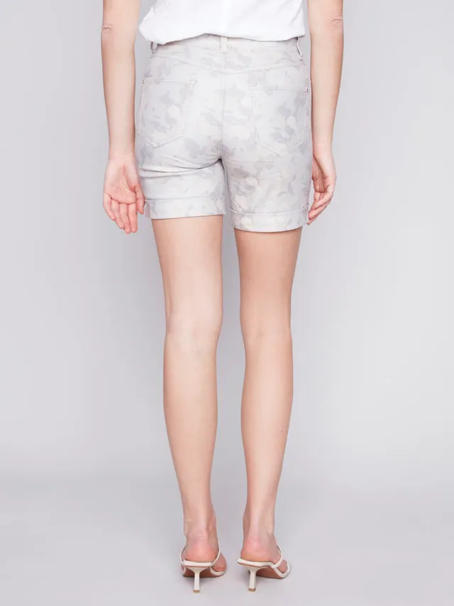 Cuffed Hem Twill Shorts, Camo