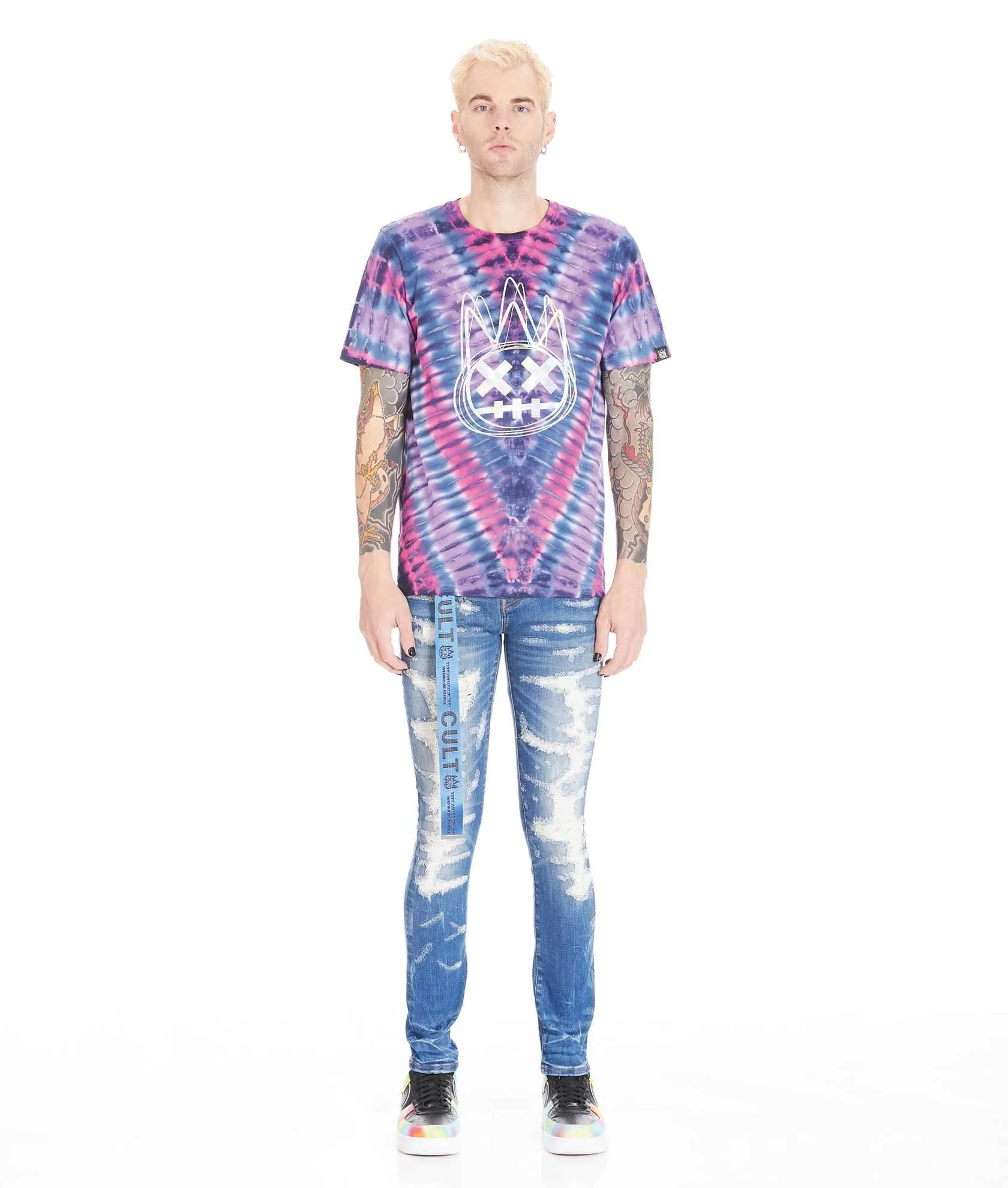 Cult of Individuality Men's Tie Dye Irridescent Logo T-Shirt