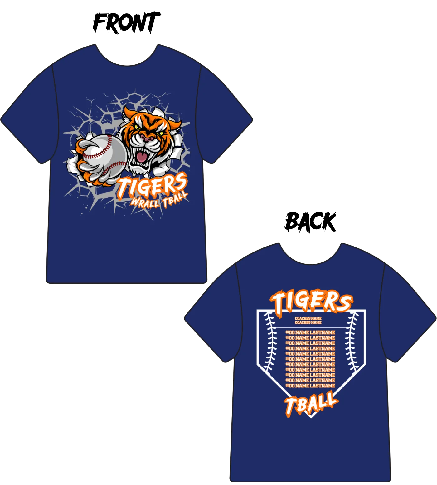 Custom Mascot Fan T-shirt, 10 or More, Front or Back
