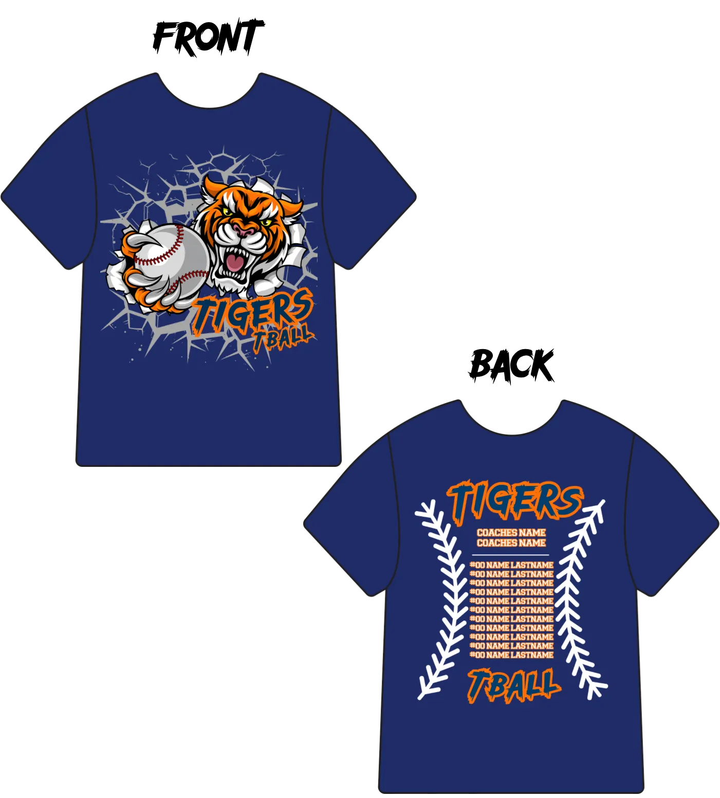 Custom Mascot Fan T-shirt, 10 or More, Front or Back