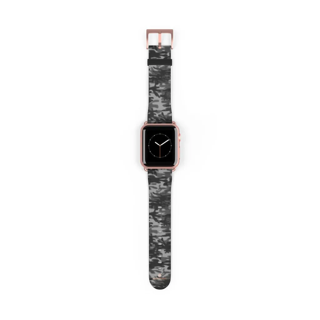 Dark Grey Camo Camouflage Print 38mm/42mm Watch Band For Apple Watch- Made in USA